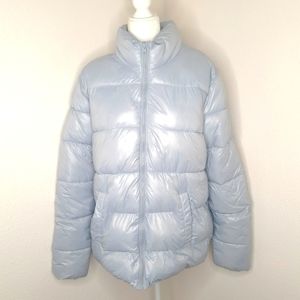 old navy silver puffer jacket
